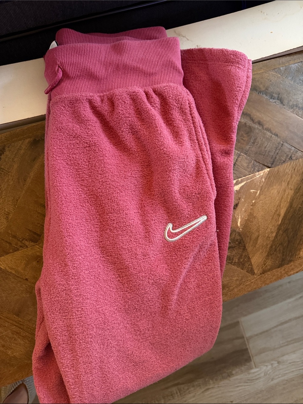 Nike Kids Rose Pink Fleece Joggers with Swoosh